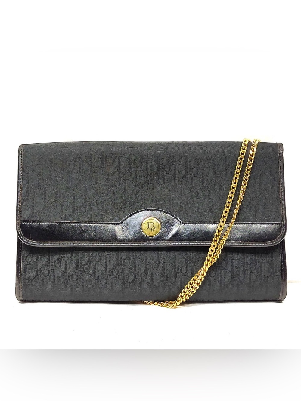 Dior Black Monogram Tote with Gold Plaque - Picture 3 of 13